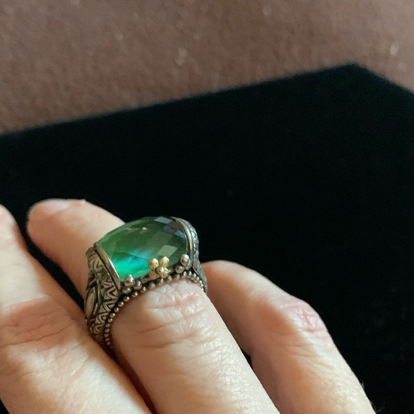 Vintage Jewelry - Vintage sterling silver ring w crystal solitaire sz5 marked 18K and 925